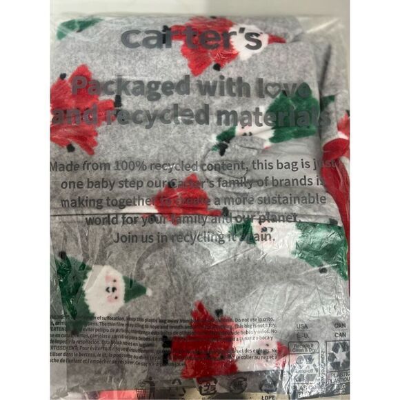 Carters Christmas Pajamas Footed Size 2T Santa Trees Gray Family Matching New - Picture 2 of 4